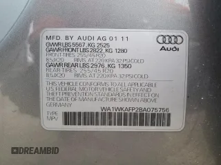 2011 Audi Q5 Prestige with VIN WA1WKAFP2BA075756, listed as a Copart auction lot 85464134 with 106,924 mi miles and Salvage title. Bid and sale history available at DreamBid. Image 15.