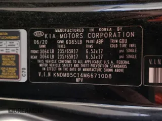 2021 Kia Sedona LX with VIN KNDMB5C14M6671008, listed as a Copart auction lot 53820675 with 78,073 mi miles and Salvage Title. Bid and sale history available at carsss.com. Image 13.