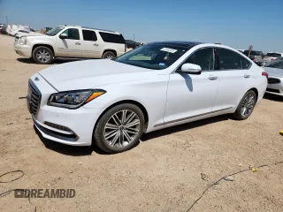 2018 Genesis G80 3.8L with VIN KMHGN4JE6JU216605, listed as a Copart auction lot 61950305 with 34,919 mi miles and Salvage title. Bid and sale history available at DreamBid. Image 1.