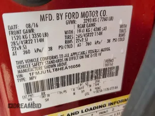 2017 Ford Expedition Platinum с VIN 1FMJU1LT8HEA16056, выставлен на аукционе Copart как лот 53959875 с пробегом 75 449 миль миль и Списание • Salvage title. История ставок и продаж доступна на DreamBid. Изображение 14.