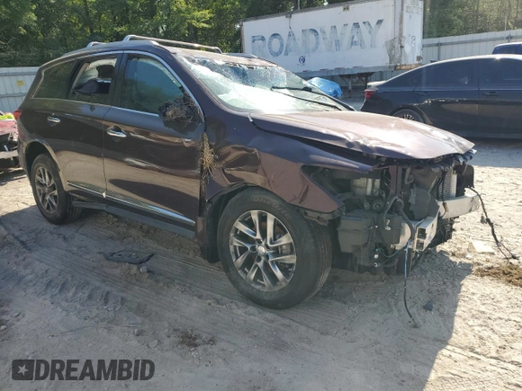 2014 Infiniti QX60 with VIN 5N1AL0MN7EC517864, listed as a Copart auction lot 52985535 with Not provided miles and Salvage title. Bid and sale history available at DreamBid. Image 4.