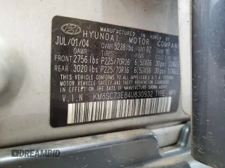 2004 Hyundai Santa Fe GLS with VIN KM8SC73E84U830932, listed as a Copart auction lot 42572735 with 206,142 mi miles and Clean Title. Bid and sale history available at carsss.com. Image 13.