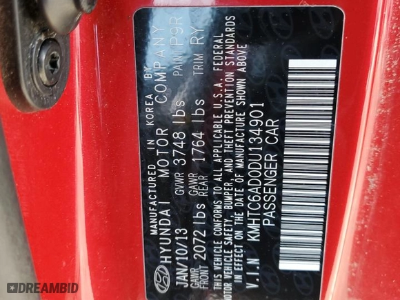 2013 Hyundai Veloster RE:MIX with VIN KMHTC6AD0DU134901, listed as a Copart auction lot 51508985 with 126,565 mi miles and Clean Title. Bid and sale history available at carsss.com. Image 12.