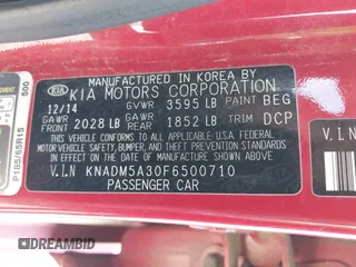 2015 Kia Rio LX with VIN KNADM5A30F6500710, listed as a IAAI auction lot 42049467 with 138,271 mi miles. Bid and sale history available at carsss.com. Image 9.