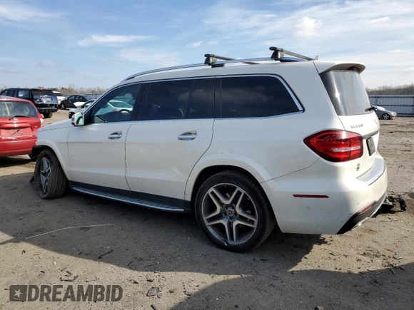 2019 Mercedes-Benz GLS 550 with VIN 4JGDF7DE0KB222488, listed as a Copart auction lot 44737695 with 86,977 mi miles and Salvage title. Bid and sale history available at DreamBid. Image 2.