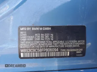 2015 BMW M3 z VIN WBS3C9C58FP806094, wystawiony jako Copart lot #52009855 z przebiegiem Nie podano mil oraz Szkody całkowita. Historia ofert i sprzedaży dostępna na DreamBid. Obrazek 12.