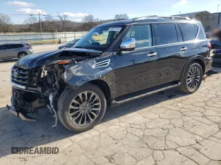 2024 Nissan Armada Platinum with VIN JN8AY2DB2R9853100, listed as a Copart auction lot 87037714 with 15,702 mi miles and Salvage Title. Bid and sale history available at carsss.com. Image 1.