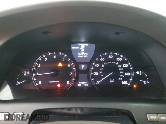 2008 Lexus LS 460 with VIN JTHBL46F885075478, listed as a Copart auction lot 56842225 with 128,897 mi miles and Salvage title. Bid and sale history available at DreamBid. Image 9.