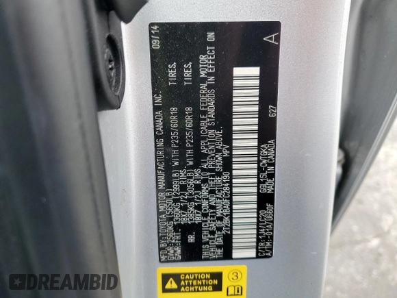 2015 Lexus RX 350 with VIN 2T2BK1BA0FC284190, listed as a Copart auction lot 53527925 with 109,436 mi miles and Salvage Title. Bid and sale history available at DreamBid. Image 13.