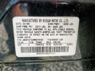 2008 Infiniti G35 Journey z VIN JNKBV61E08M219163, wystawiony jako Copart lot #60111055 z przebiegiem 72 496 mil mil oraz Szkoda całkowita • Salvage title. Historia ofert i sprzedaży dostępna na DreamBid. Obrazek 13.