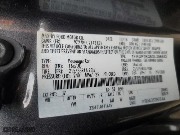 2016 Ford Focus SE with VIN 1FADP3K28GL398652, listed as a Copart auction lot 42837545 with 157,627 mi miles and Clean Title. Bid and sale history available at carsss.com. Image 12.