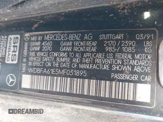 1991 Mercedes-Benz 300 with VIN WDBFA61E5MF031895, listed as a IAAI auction lot 41999490 with Not Provided miles and . Bid and sale history available at DreamBid. Image 9.
