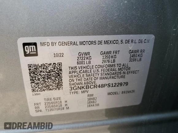 2023 Chevrolet Blazer LT with VIN 3GNKBCR48PS122979, listed as a Copart auction lot 53404595 with 25,146 mi miles and Clean title. Bid and sale history available at DreamBid. Image 12.