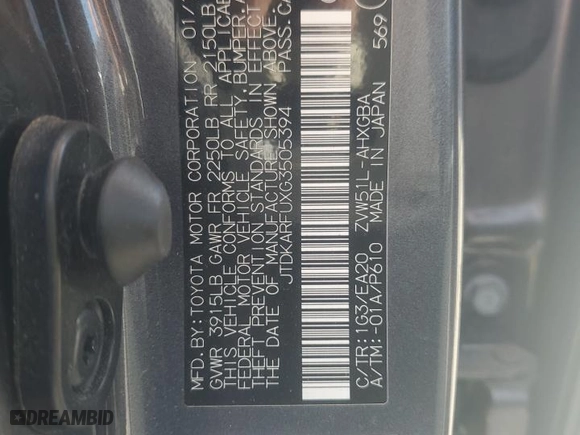 2016 Toyota Prius Four with VIN JTDKARFUXG3505394, listed as a Copart auction lot 49286365 with 0 mi miles and Salvage Title. Bid and sale history available at carsss.com. Image 14.