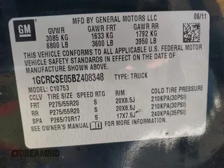 2011 Chevrolet Silverado 1500 LT with VIN 1GCRCSE05BZ408348, listed as a IAAI auction lot 42150412 with 300,795 mi miles and . Bid and sale history available at DreamBid. Image 9.