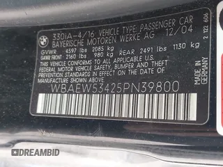 2005 BMW 3 Series 330xi с VIN WBAEW53425PN39800, выставлен на аукционе IAAI как лот 42478607 с пробегом 357 795 миль миль и . История ставок и продаж доступна на DreamBid. Изображение 9.