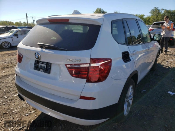 2013 BMW X3 xDrive28i with VIN 5UXWX9C51D0A22839, listed as a Copart auction lot 57217642 with 0 mi miles and Salvage Title. Bid and sale history available at carsss.com. Image 4.
