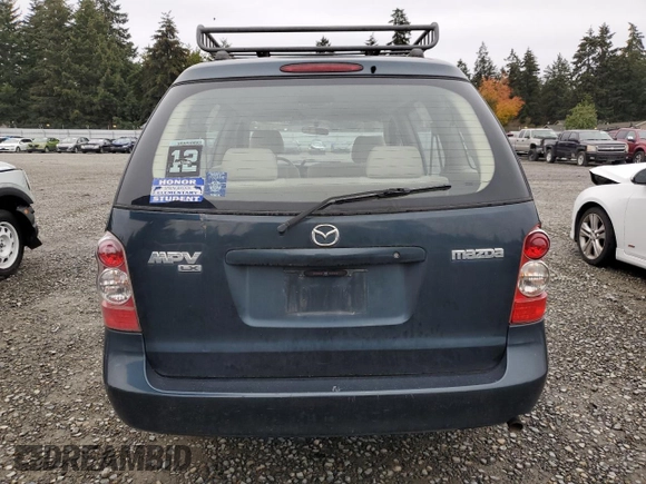 2006 Mazda MPV LX with VIN JM3LW28A860568260, listed as a Copart auction lot 76182084 with 124,092 mi miles and Clean title. Bid and sale history available at DreamBid. Image 6.