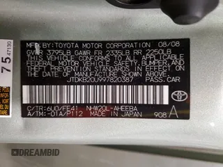 2009 Toyota Prius with VIN JTDKB20U997820387, listed as a Copart auction lot 43358695 with 252,871 mi miles and Clean Title. Bid and sale history available at DreamBid. Image 12.