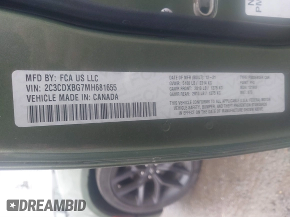 2021 Dodge Charger SXT with VIN 2C3CDXBG7MH681655, listed as a IAAI auction lot 41689007 with 66,036 mi miles and . Bid and sale history available at DreamBid. Image 9.