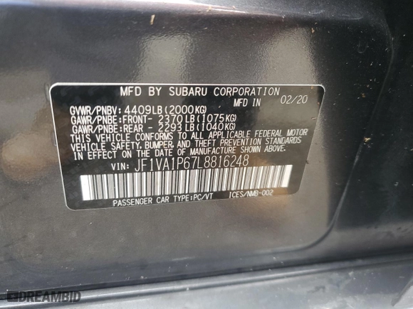 2020 Subaru WRX Limited with VIN JF1VA1P67L8816248, listed as a Copart auction lot 74749164 with 0 mi miles and Salvage Title. Bid and sale history available at carsss.com. Image 13.