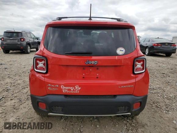 2017 Jeep Renegade Limited with VIN ZACCJBDB1HPE93582, listed as a Copart auction lot 64261214 with 164,943 mi miles and Non repairable. Bid and sale history available at DreamBid. Image 6.