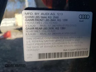 2014 Audi SQ5 Premium Plus with VIN WA1CGAFP7EA072828, listed as a Copart auction lot 87413144 with 136,541 mi miles and Clean Title. Bid and sale history available at carsss.com. Image 13.