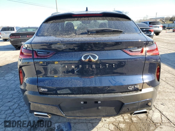 2025 Infiniti QX55 Sensory with VIN 3PCAJ5LR8SF106435, listed as a Copart auction lot 49073815 with 853 mi miles and Salvage Title. Bid and sale history available at DreamBid. Image 6.