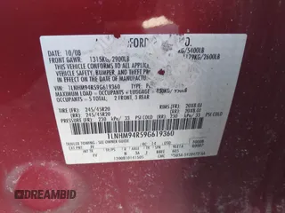 2009 Lincoln MKS с VIN 1LNHM94R59G619360, выставлен на аукционе IAAI как лот 41709015 с пробегом 280 354 миль миль и . История ставок и продаж доступна на DreamBid. Изображение 9.