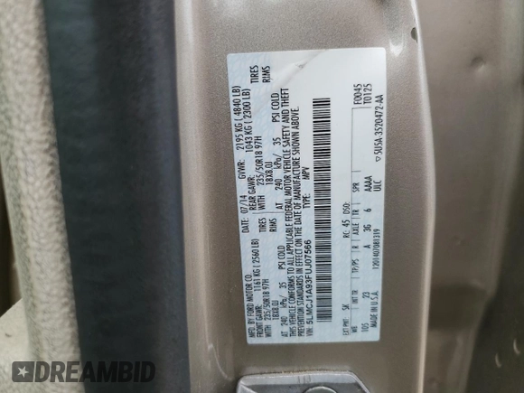 2015 Lincoln MKC z VIN 5LMCJ1A93FUJ07566, wystawiony jako Copart lot #53621655 z przebiegiem 116 018 mil mil oraz Szkoda całkowita • Salvage title. Historia ofert i sprzedaży dostępna na DreamBid. Obrazek 13.