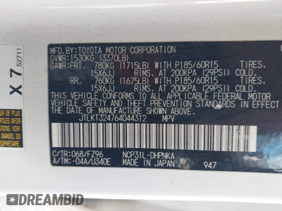 2006 Scion xB z VIN JTLKT324764044312, wystawiony jako IAAI lot #42183613 z przebiegiem 249 038 mil mil oraz . Historia ofert i sprzedaży dostępna na DreamBid. Obrazek 9.