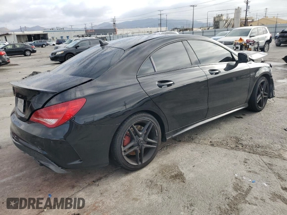 2015 Mercedes-Benz CLA 45 AMG with VIN WDDSJ5CB9FN164980, listed as a Copart auction lot 82649814 with 75,213 mi miles and Salvage Title. Bid and sale history available at DreamBid. Image 3.