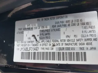 2015 Mazda 5 Sport with VIN JM1CW2BL2F0184901, listed as a IAAI auction lot 42116351 with 260,931 mi miles. Bid and sale history available at carsss.com. Image 9.
