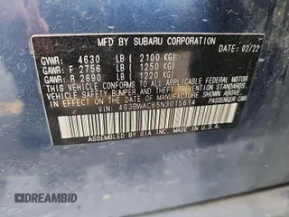 2022 Subaru Legacy Premium with VIN 4S3BWAC65N3015614, listed as a IAAI auction lot 42801148 with 93,803 mi miles and . Bid and sale history available at DreamBid. Image 30.