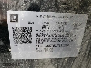 2020 Chevrolet Malibu RS with VIN 1G1ZG5ST8LF151220, listed as a Copart auction lot 49691495 with 90,345 mi miles and Salvage Title. Bid and sale history available at carsss.com. Image 12.
