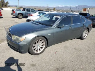 2002 BMW 7 Series 745Li with VIN WBAGN63422DR03230, listed as a Copart auction lot 47386325 with 187,235 mi miles and Salvage Title. Bid and sale history available at carsss.com. Image 1.