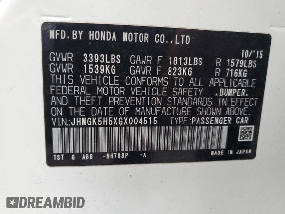 2016 Honda Fit LX with VIN JHMGK5H5XGX004515, listed as a Copart auction lot 84859914 with 154,136 mi miles and Salvage Title. Bid and sale history available at carsss.com. Image 13.