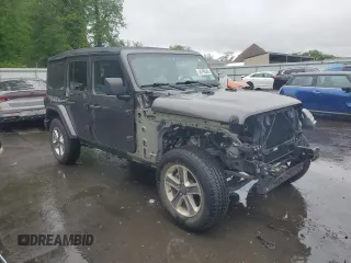 2018 Jeep Wrangler Unlimited Sahara with VIN 1C4HJXEG8JW190367, listed as a Copart auction lot 55799345 with 46,714 mi miles and Salvage title. Bid and sale history available at DreamBid. Image 4.