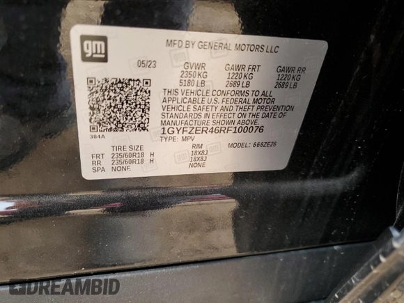 2024 Cadillac XT4 FWD Sport with VIN 1GYFZER46RF100076, listed as a Copart auction lot 45741285 with 11,616 mi miles and Salvage title. Bid and sale history available at DreamBid. Image 13.