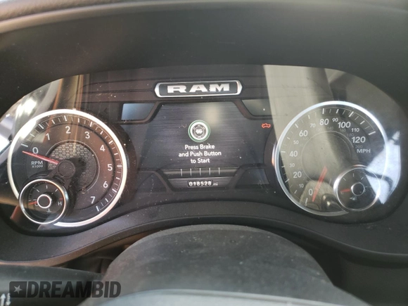 2024 Ram 1500 Big Horn with VIN 1C6SRFFTXRN211250, listed as a Copart auction lot 49993935 with 18,528 mi miles and Salvage title. Bid and sale history available at DreamBid. Image 9.