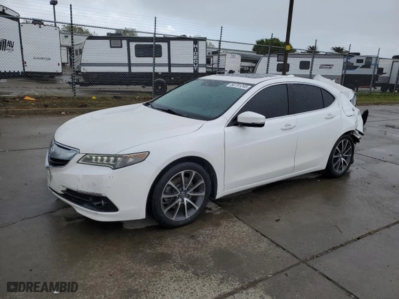 2015 Acura TLX V6 Advance with VIN 19UUB3F77FA006416, listed as a Copart auction lot 50791245 with 129,108 mi miles and Salvage Title. Bid and sale history available at carsss.com. Image 1.