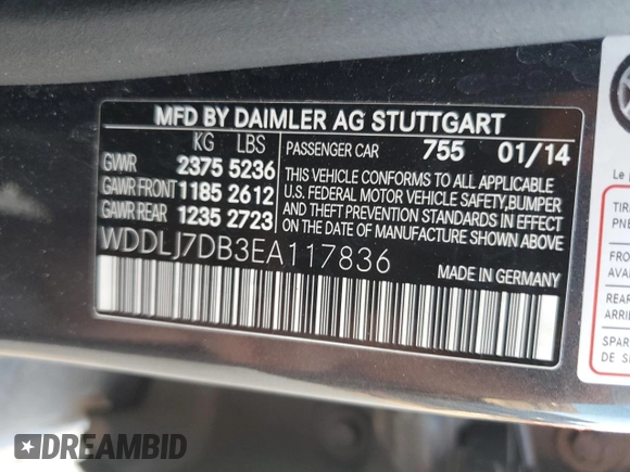 2014 Mercedes-Benz CLS-Class CLS 550 with VIN WDDLJ7DB3EA117836, listed as a Copart auction lot 77133604 with 98,489 mi miles and Salvage Title. Bid and sale history available at carsss.com. Image 12.