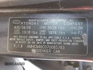 2007 Hyundai Accent GLS with VIN KMHCN46C07U085783, listed as a Copart auction lot 50498395 with 127,396 mi miles and Salvage Title. Bid and sale history available at carsss.com. Image 12.