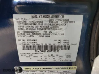 2006 Ford Freestyle SEL with VIN 1FMZK02156GA33093, listed as a IAAI auction lot 41612080 with 210,382 mi miles. Bid and sale history available at carsss.com. Image 9.