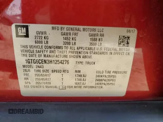 2017 GMC Canyon 4WD SLE with VIN 1GTG6CEN3H1254276, listed as a Copart auction lot 44635635 with 169,657 mi miles and Salvage Title. Bid and sale history available at carsss.com. Image 14.