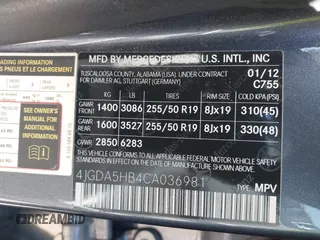 2012 Mercedes-Benz M 350 with VIN 4JGDA5HB4CA036981, listed as a IAAI auction lot 41831212 with 97,387 mi miles and . Bid and sale history available at DreamBid. Image 9.