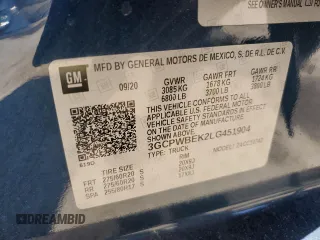 2020 Chevrolet Silverado 1500 Custom with VIN 3GCPWBEK2LG451904, listed as a Copart auction lot 45130395 with 95,767 mi miles and Salvage Title. Bid and sale history available at carsss.com. Image 14.