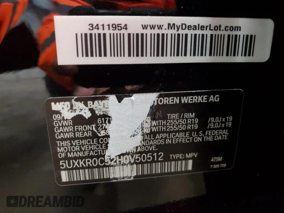 2017 BMW X5 xDrive35i с VIN 5UXKR0C52H0V50512, выставлен на аукционе Copart как лот 56493695 с пробегом 154 826 миль миль и Чистый • Clean title. История ставок и продаж доступна на DreamBid. Изображение 13.
