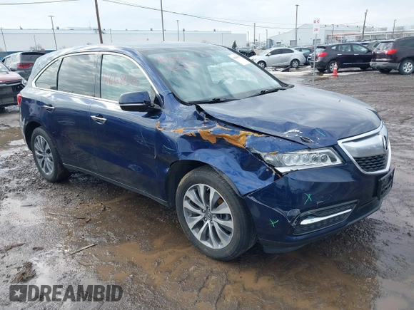2015 Acura MDX Tech Pkg with VIN 5FRYD4H47FB002889, listed as a IAAI auction lot 41668025 with 96,781 mi miles. Bid and sale history available at carsss.com. Image 1.