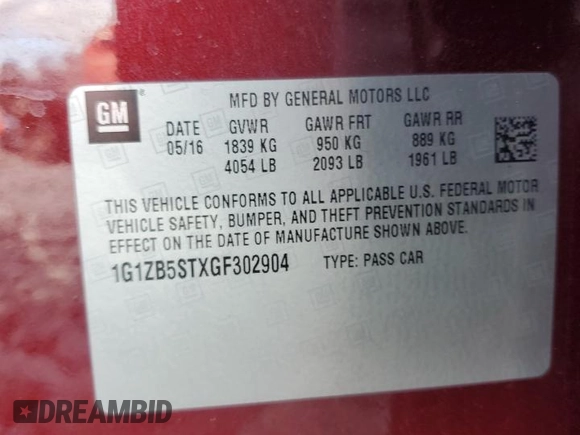 2016 Chevrolet Malibu LS z VIN 1G1ZB5STXGF302904, wystawiony jako Copart lot #48509585 z przebiegiem 131 553 mil mil oraz Szkoda całkowita • Salvage title. Historia ofert i sprzedaży dostępna na DreamBid. Obrazek 14.